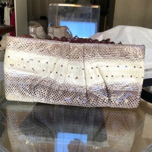 Jalda snakeskin leather clutch bag 12x6 inches